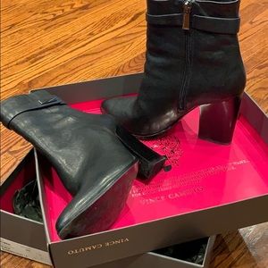 Black leather booties